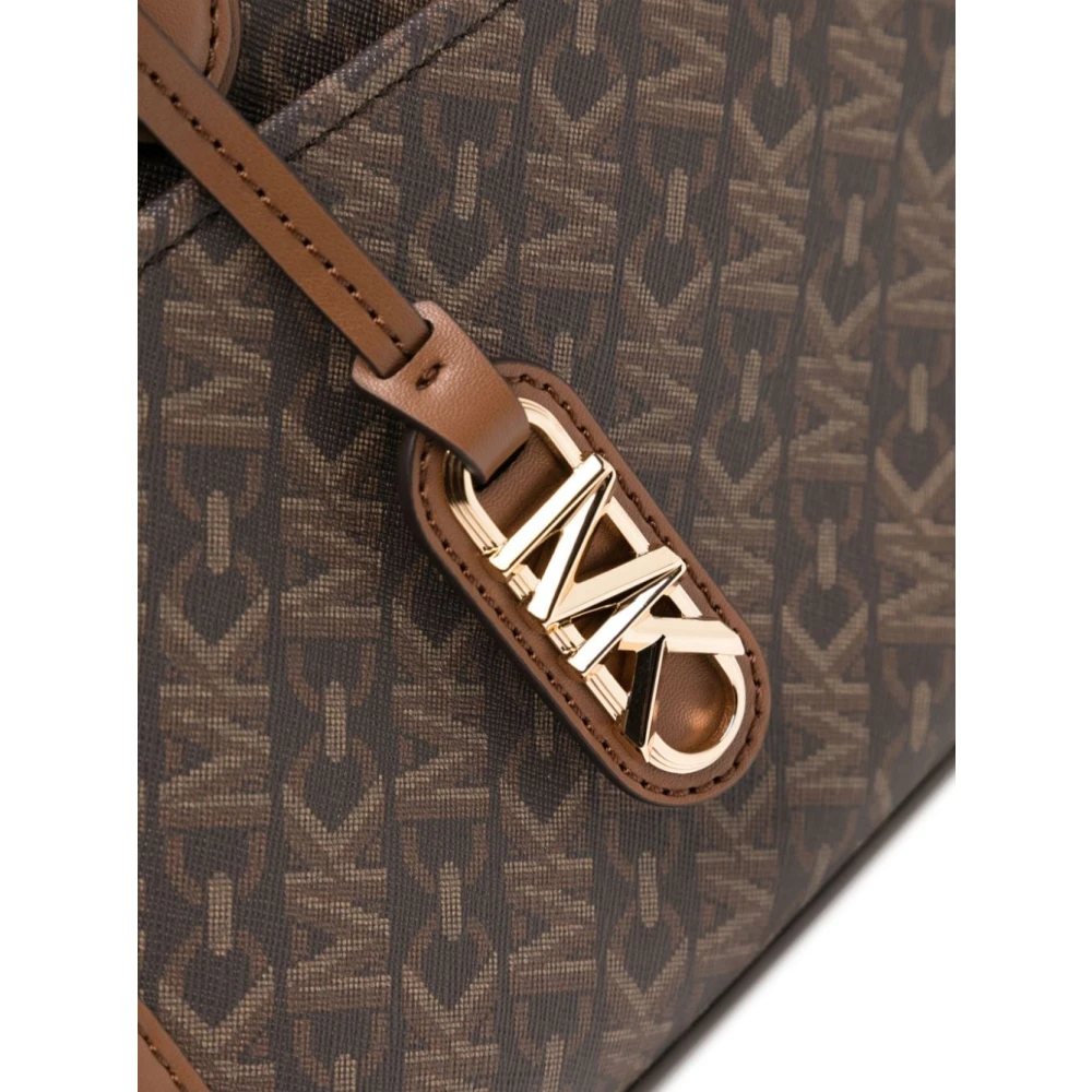Michael Kors Monogram Patroon Leren Schoudertas Brown Dames