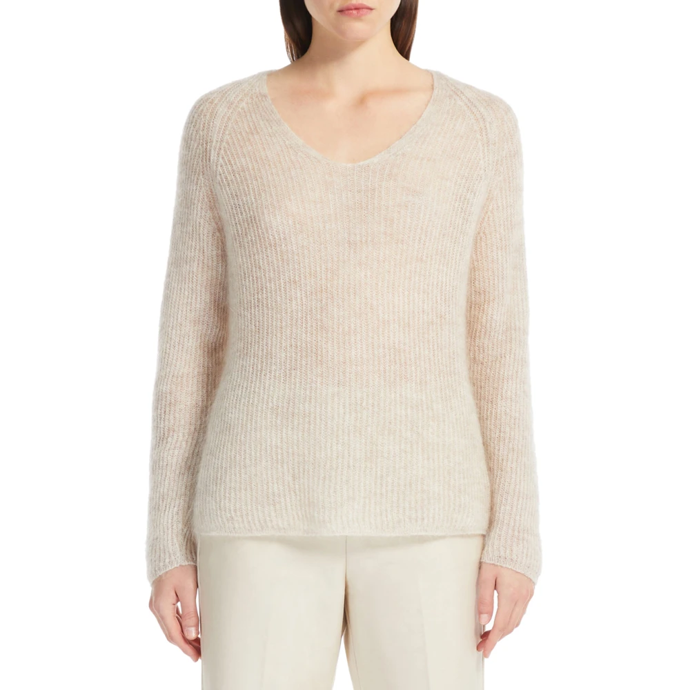 Max Mara Beige Mohair Trui Raglan Mouwen Beige Dames