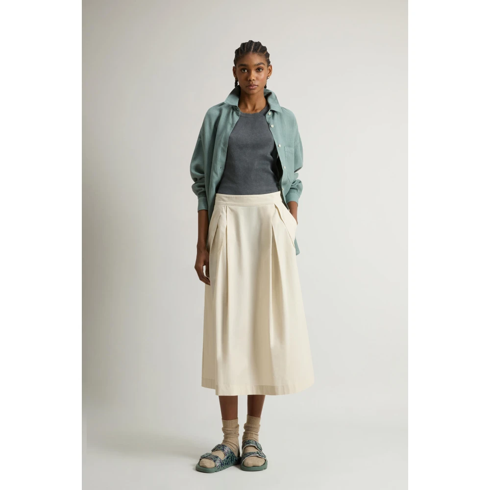 Woolrich Katoenen popeline rok met zakken Beige Dames