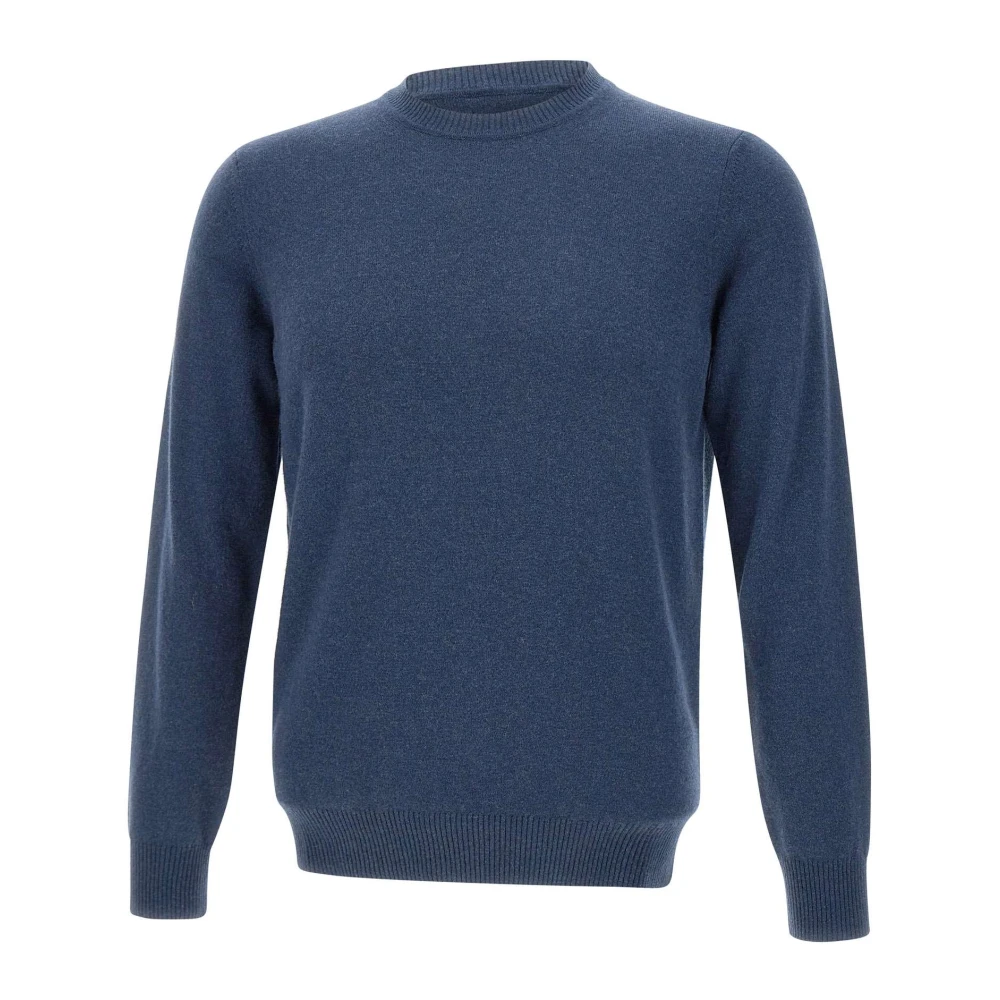 Kangra Blauwe Wol Kasjmier Crew Neck Sweater Blue Heren