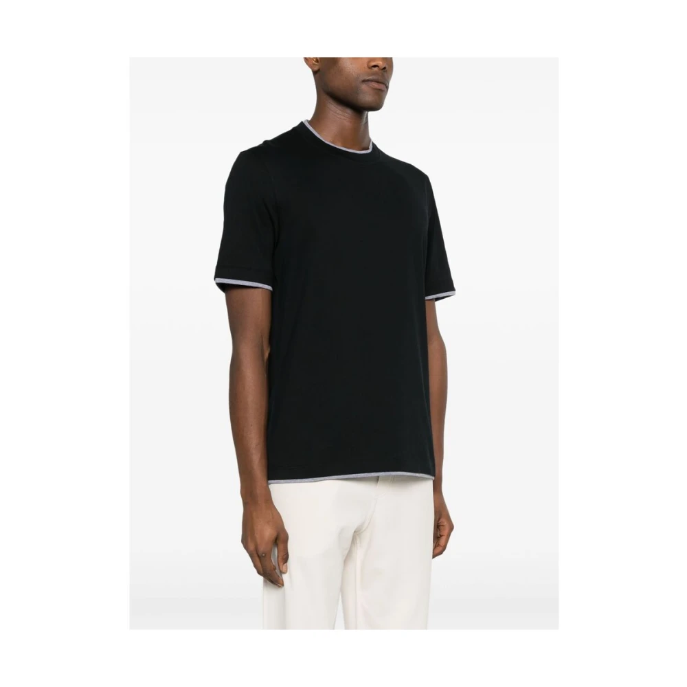 BRUNELLO CUCINELLI Zwart Katoenen Jersey Gelaagd T-shirt Black Heren