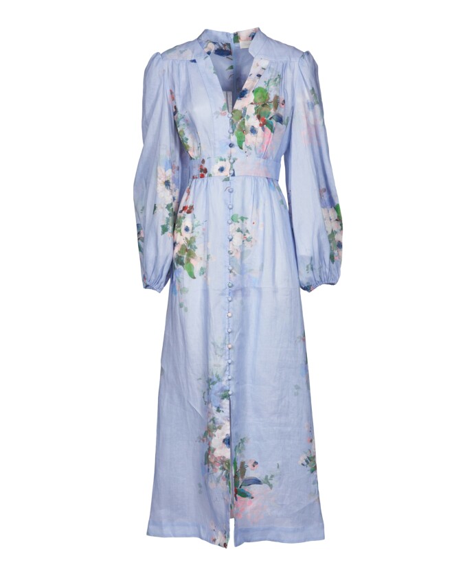 robe-bleue-a-col-en-v-et-manches-longues