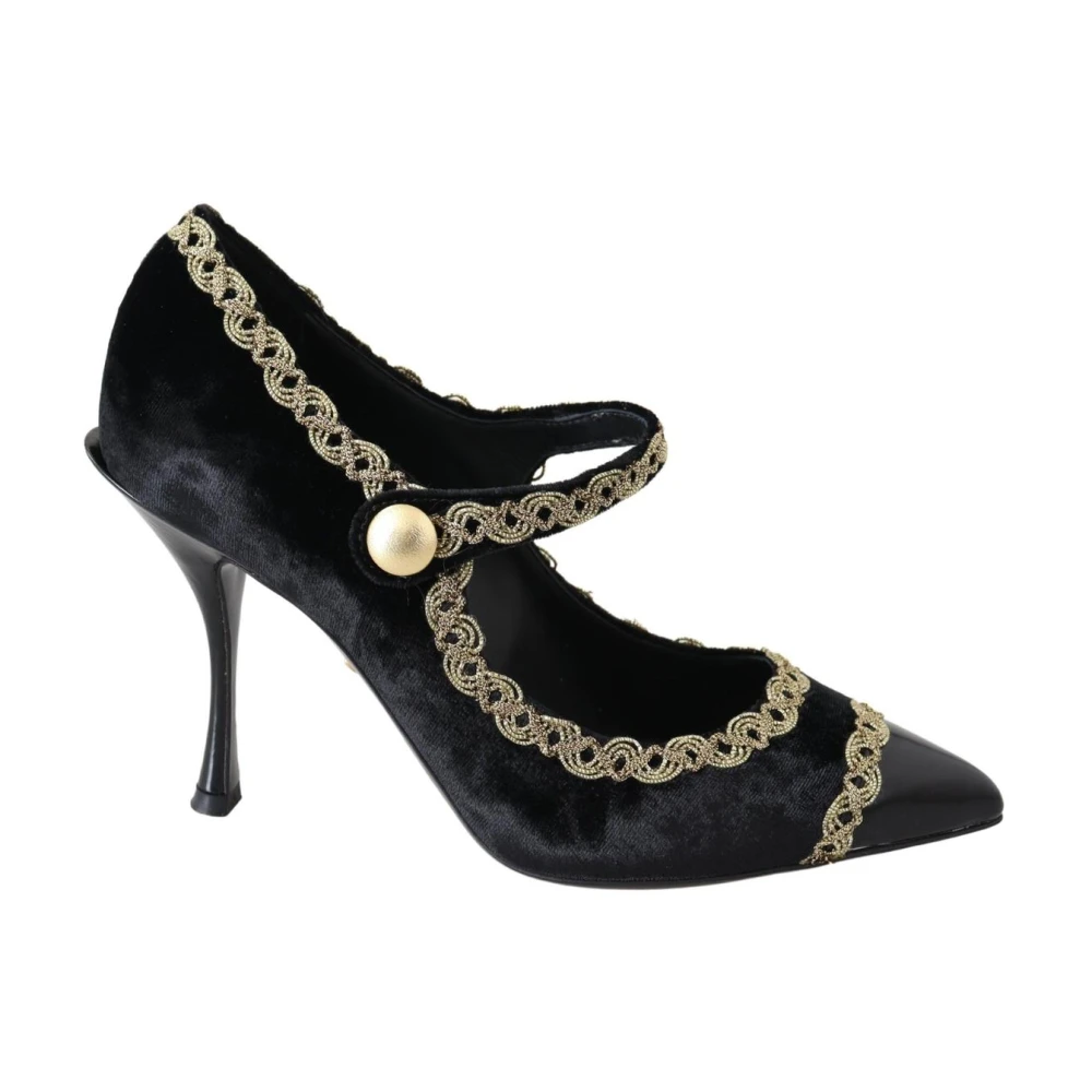Dolce & Gabbana Women's Black Velvet Mary Jane Pumps