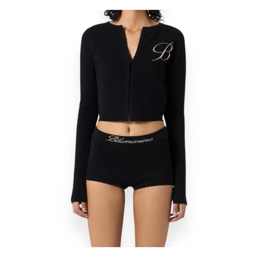 Blumarine Koreaanse Gebreide Logo Trui Black Dames