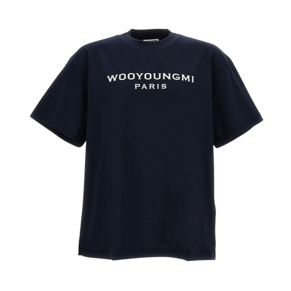 Wooyoungmi Men's Blue T-Shirts, S, Logo-Detail Oversized T-Shirt