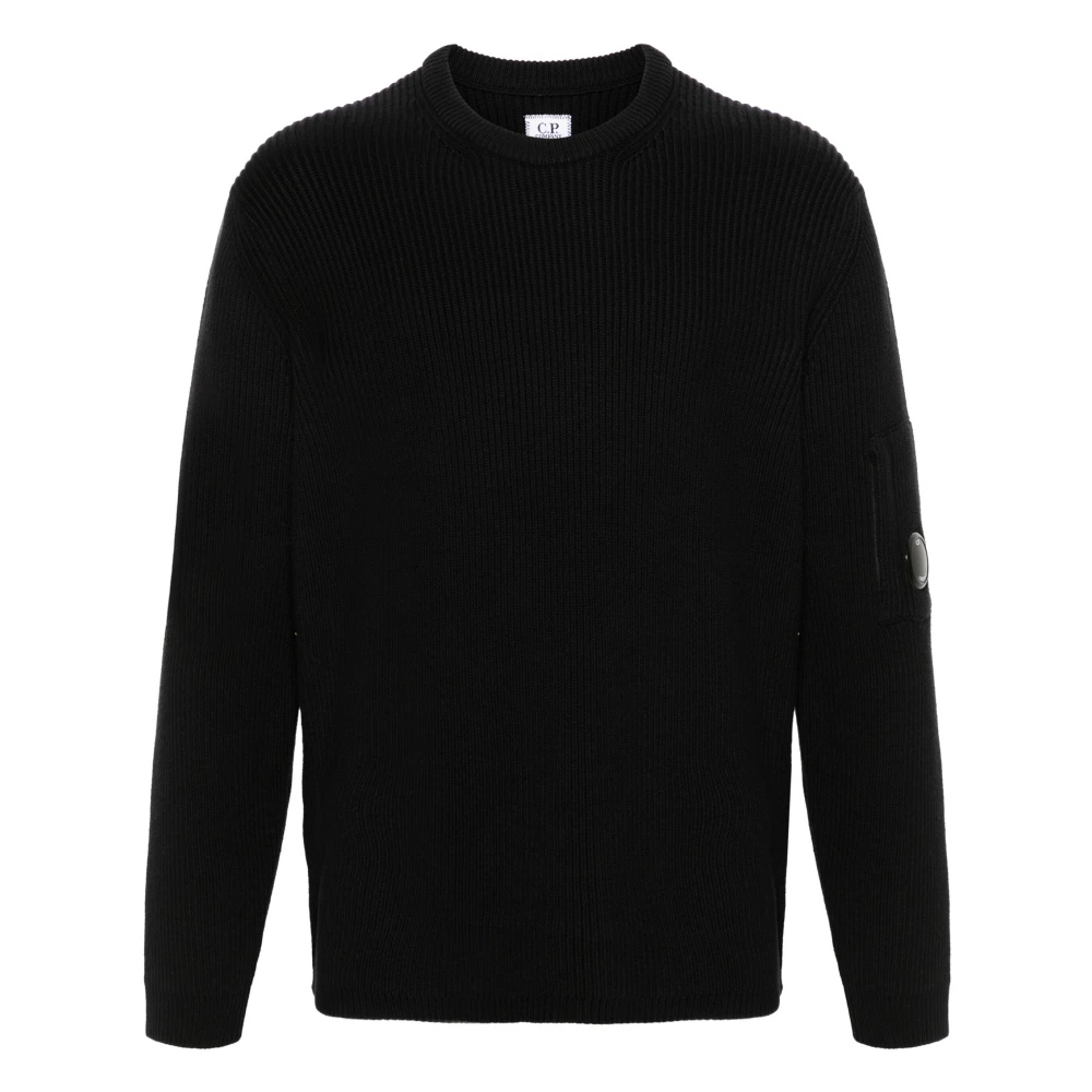 C.P. Company Zwarte Crew Neck Sweater met Lens Detail Black Heren