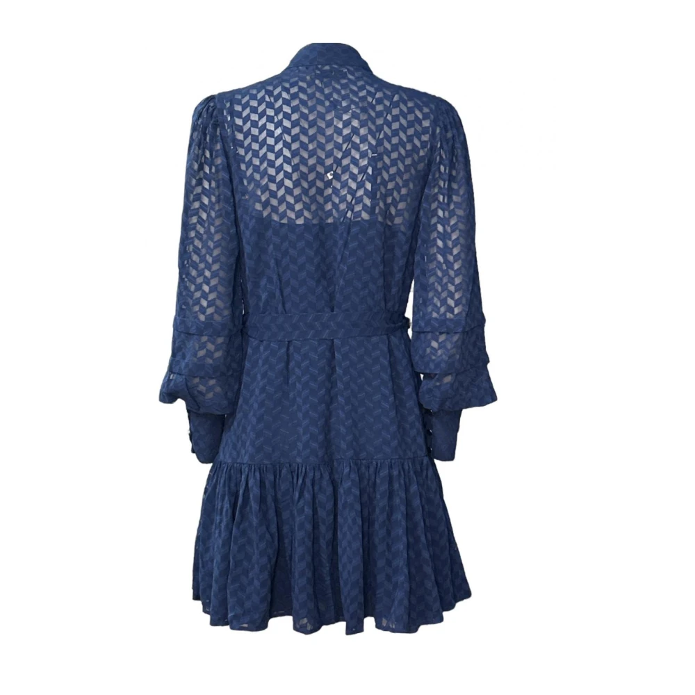 Molly Bracken Korte zwierige jurk met pofmouwen Blue Dames