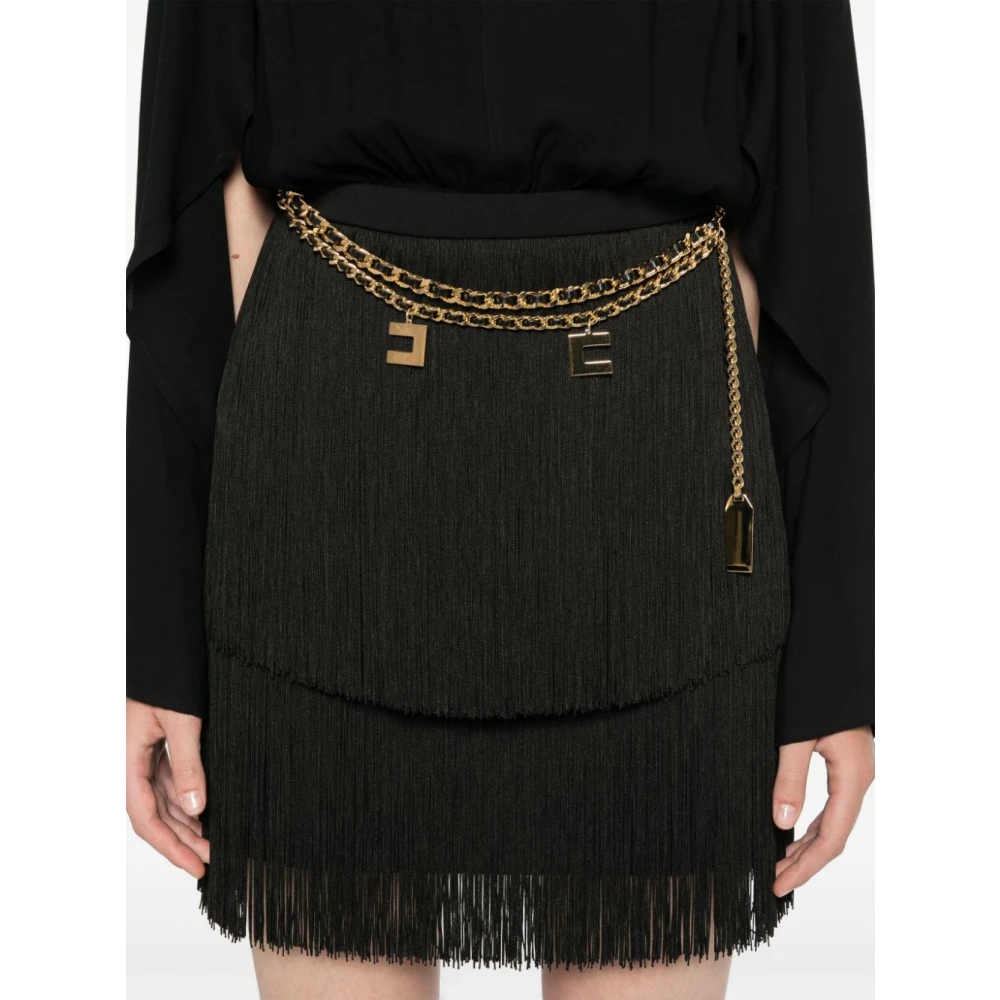 Elisabetta Franchi Zwarte Georgette Shirt Minijurk met Crêpe Rok Black Dames