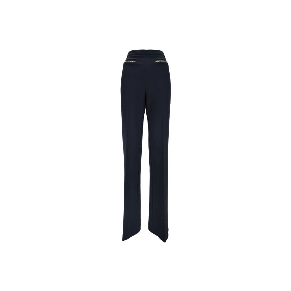 Elisabetta Franchi Wijde Pijp Rits Haak Broek Black Dames