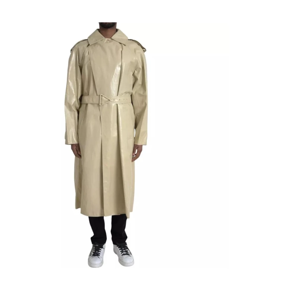 Bottega Veneta Men's Beige Trench Coats, Xs, Leather Trench Coat Jacket