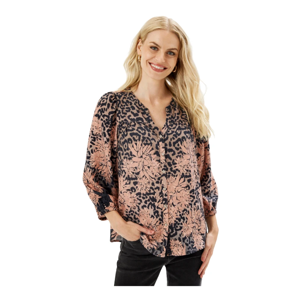 IN Front Rose Wood Shirt met V-Hals Multicolor Dames