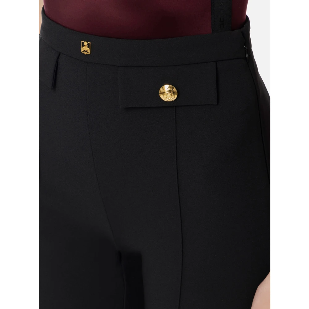Elisabetta Franchi Zwarte Palazzo Broek met Stud Detail Black Dames