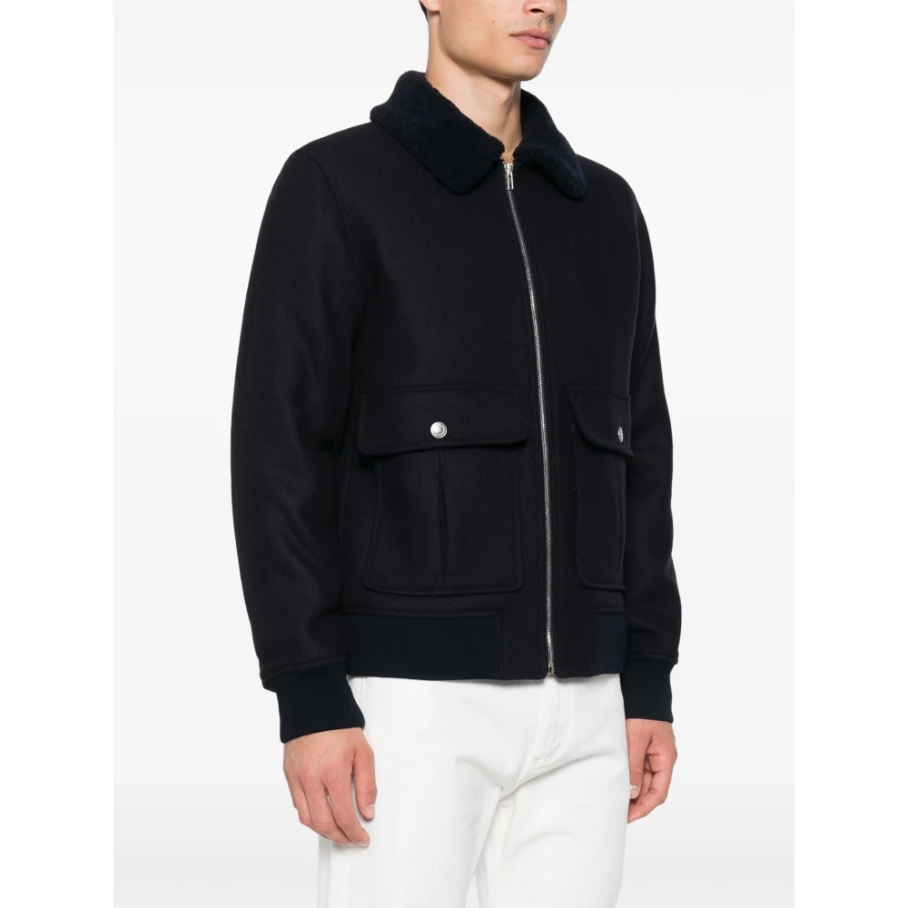 A.p.c. Wol Blend Cardigan Blue Heren