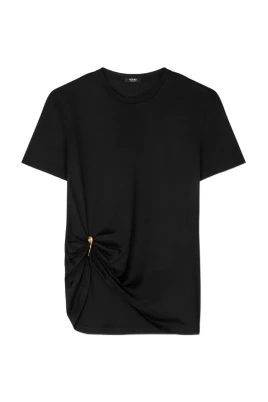 T-shirt med säkerhetsnål och drapering