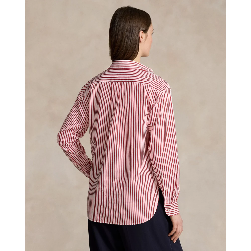 Polo Ralph Lauren Gestreept katoenen overhemd met relaxte pasvorm Red Dames