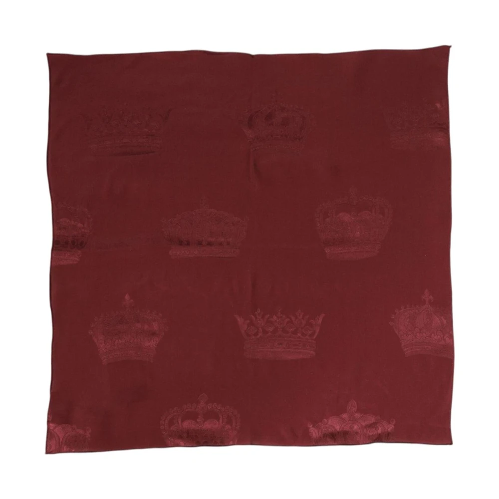 Dolce & Gabbana Men's Brown Luxurious Maroon Silk Crown Foulard Scarf