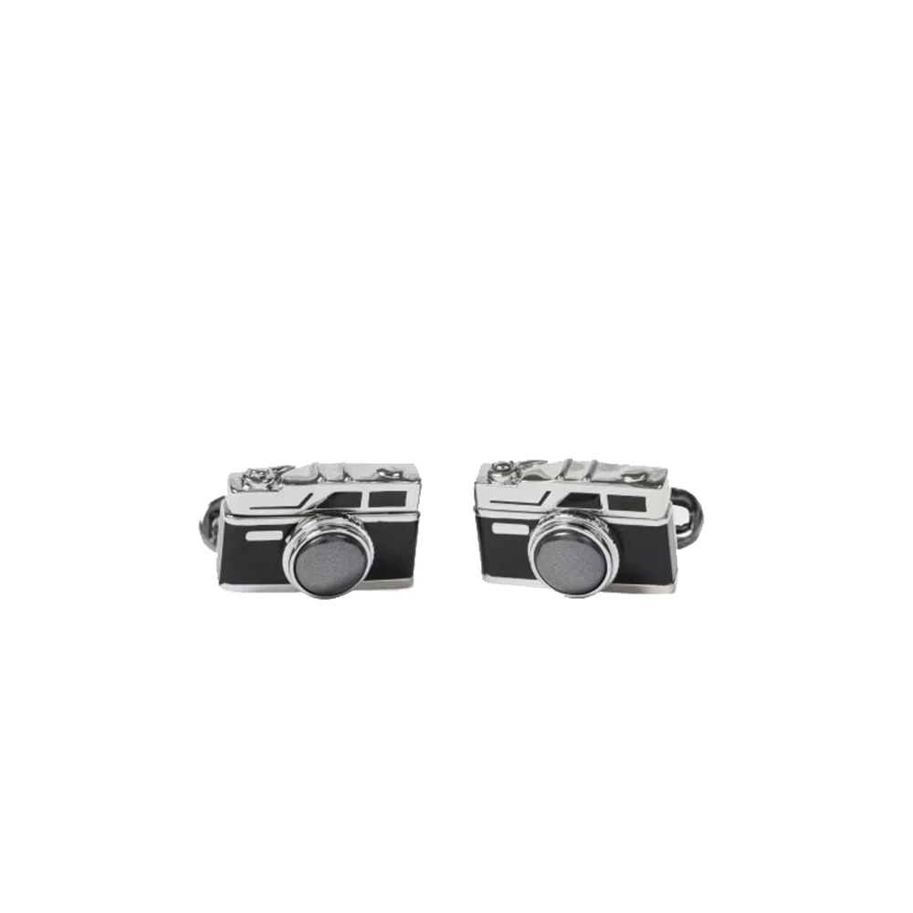 Paul Smith Men's Black Clips Bars, One Size, Camera Cufflinks