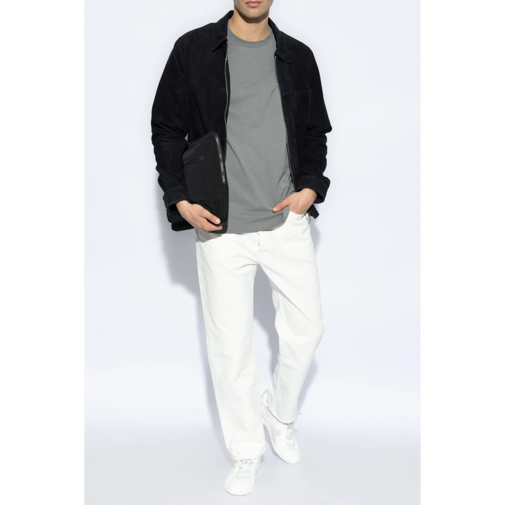 Officine Générale Crew Neck T-Shirt Gray Heren