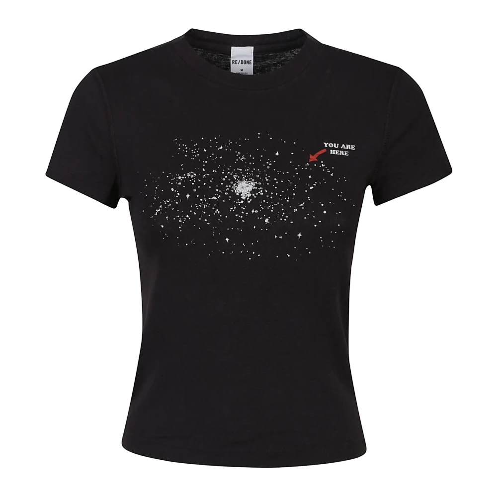 Re Done Rhinestone Space T-Shirt Black Dames