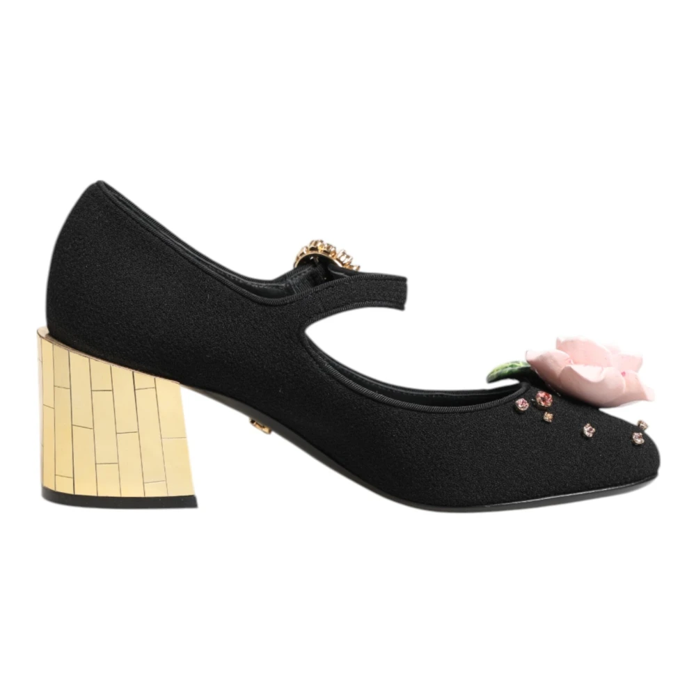 Dolce & Gabbana Women's Black Crystal Embellished Mary Jane Shoes