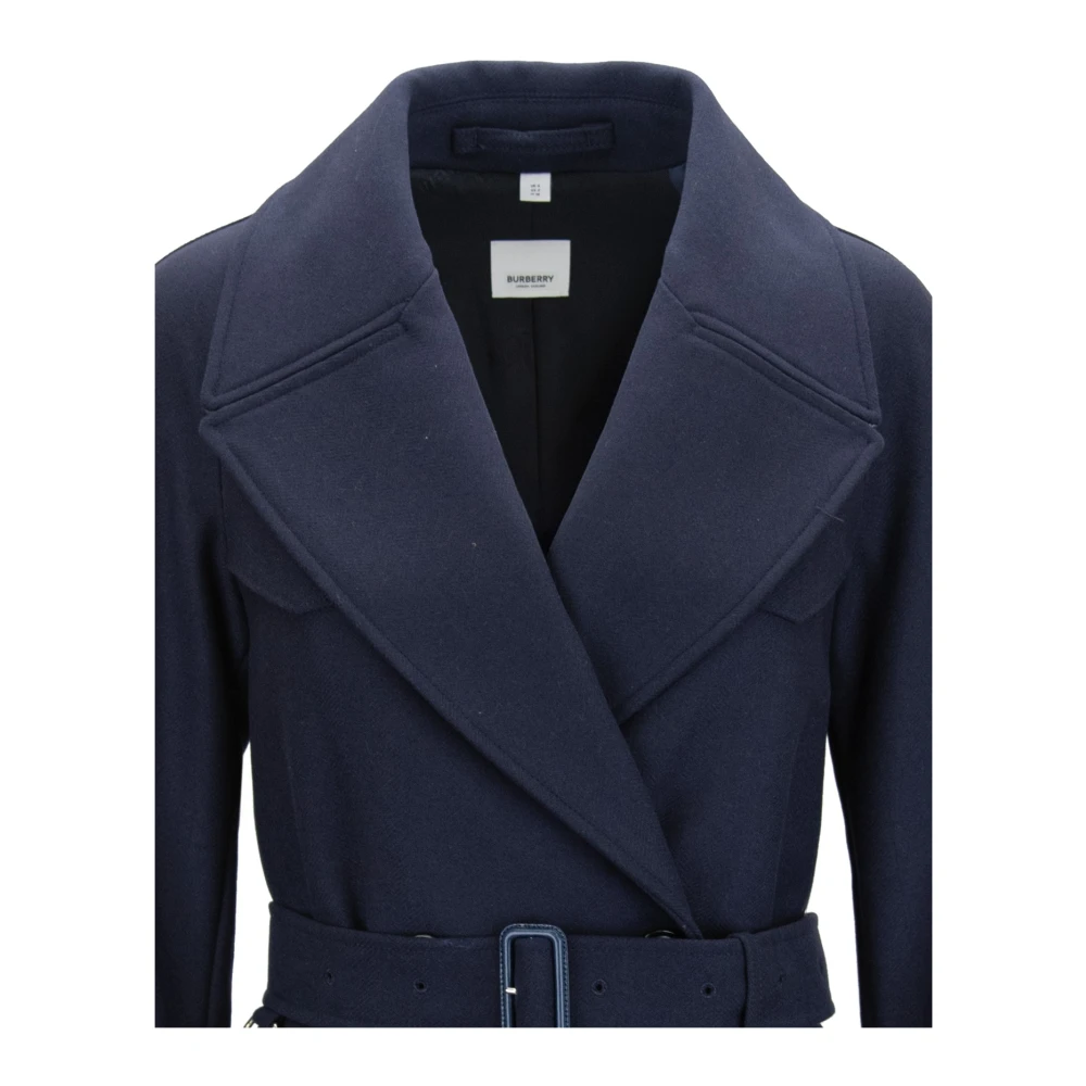 Burberry Wollen blend kasjmierjas met riem Blue Dames