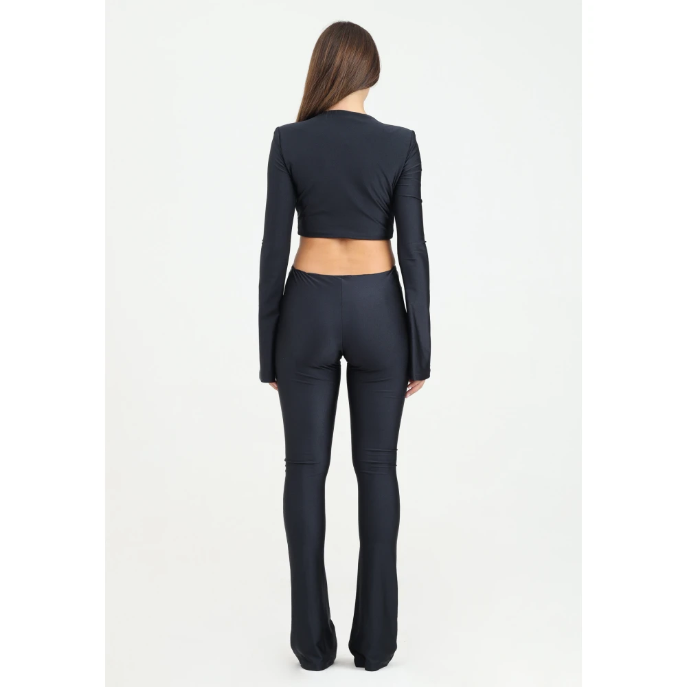 Amen Zwarte Elegante Aansluitende Jumpsuit met Juweeldetail Black Dames