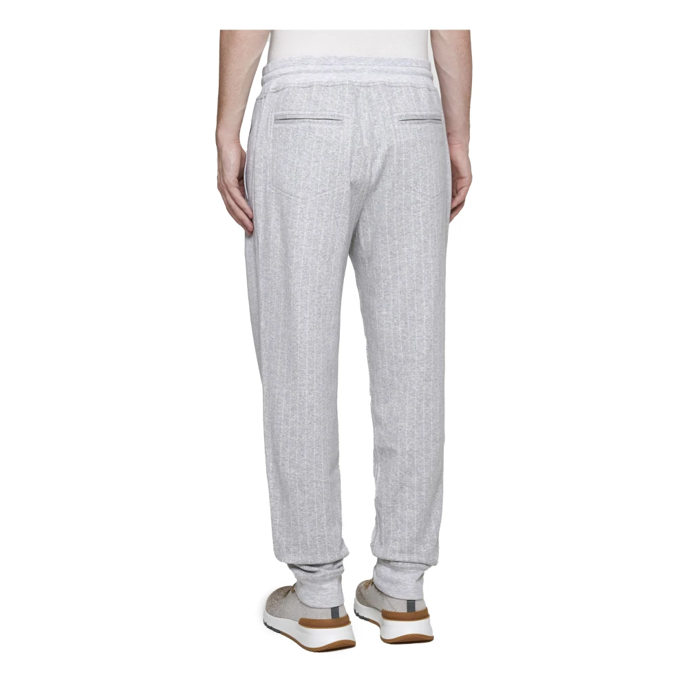 BRUNELLO CUCINELLI Elastische Taille Gestreepte Broek Gray Heren
