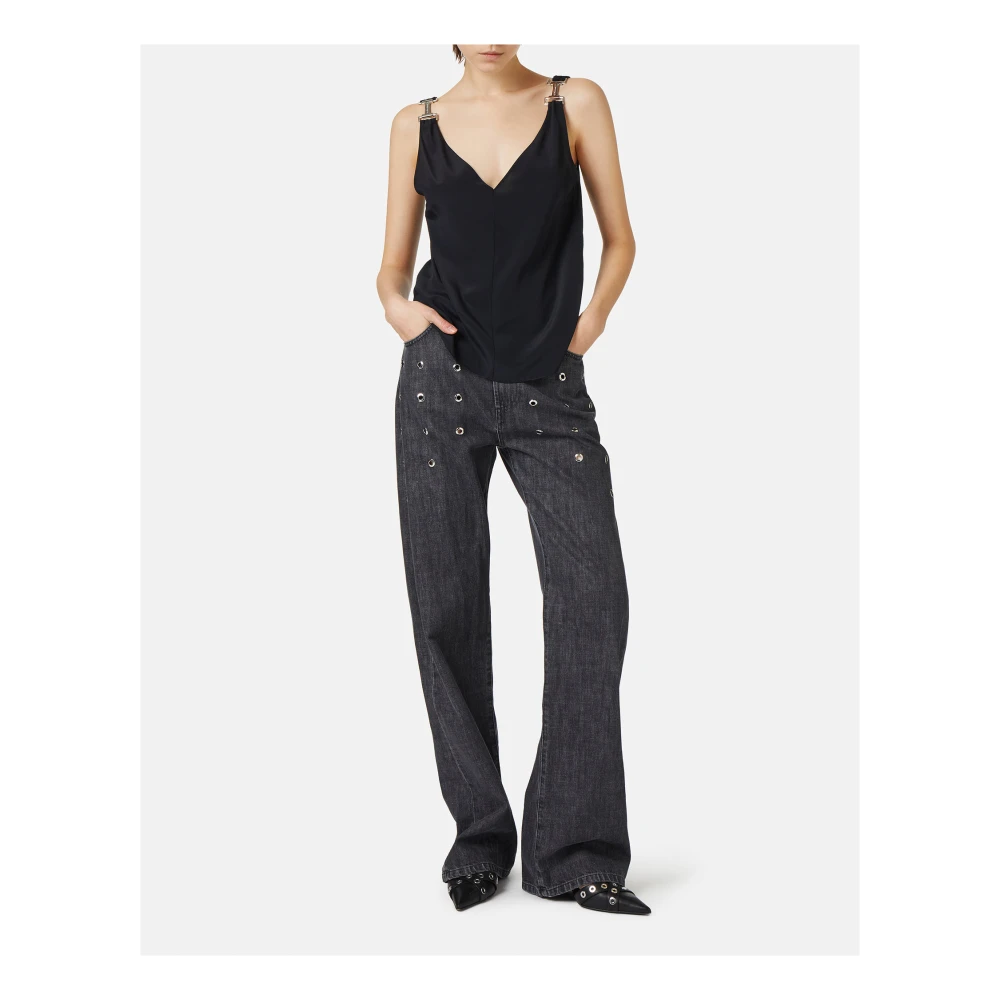 Iceberg Zwarte crepe de chine top met kenmerkende details Black Dames