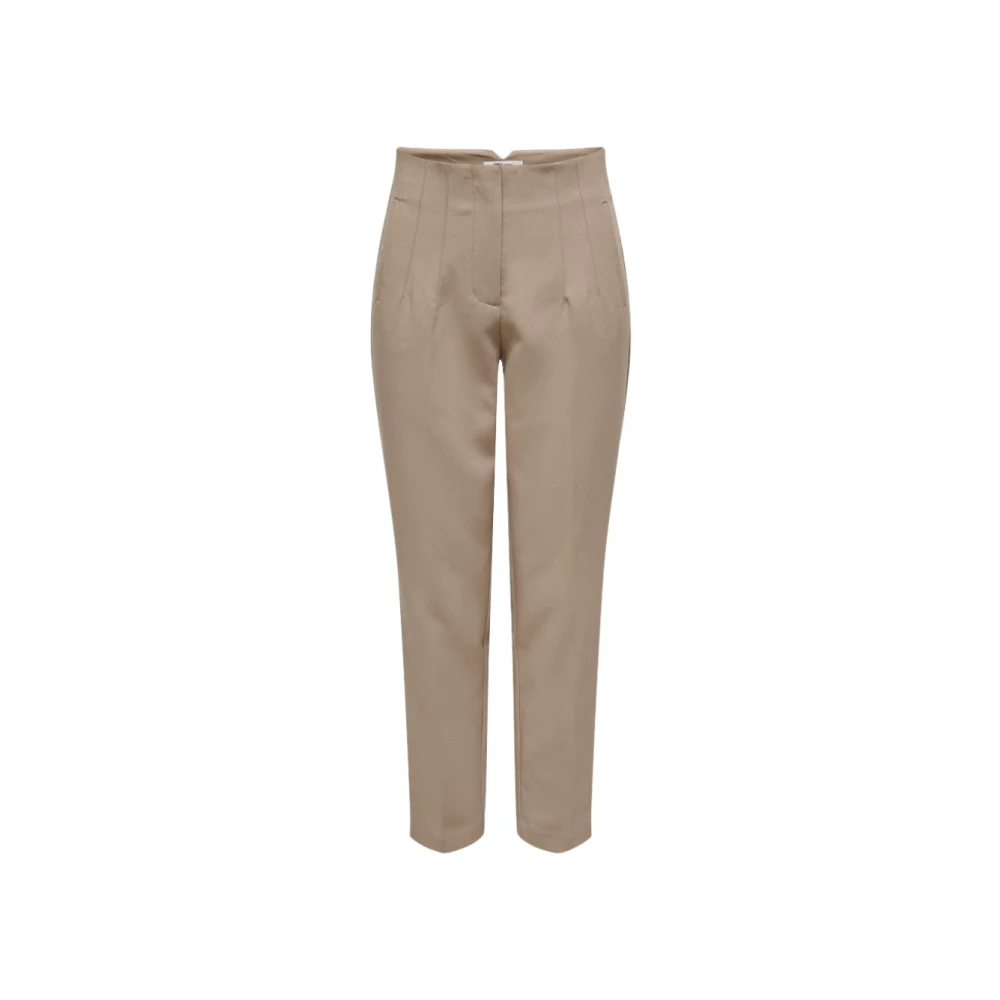 Only Women's Beige Straight Trousers, Xs L32, High Waist Life Pant Grey