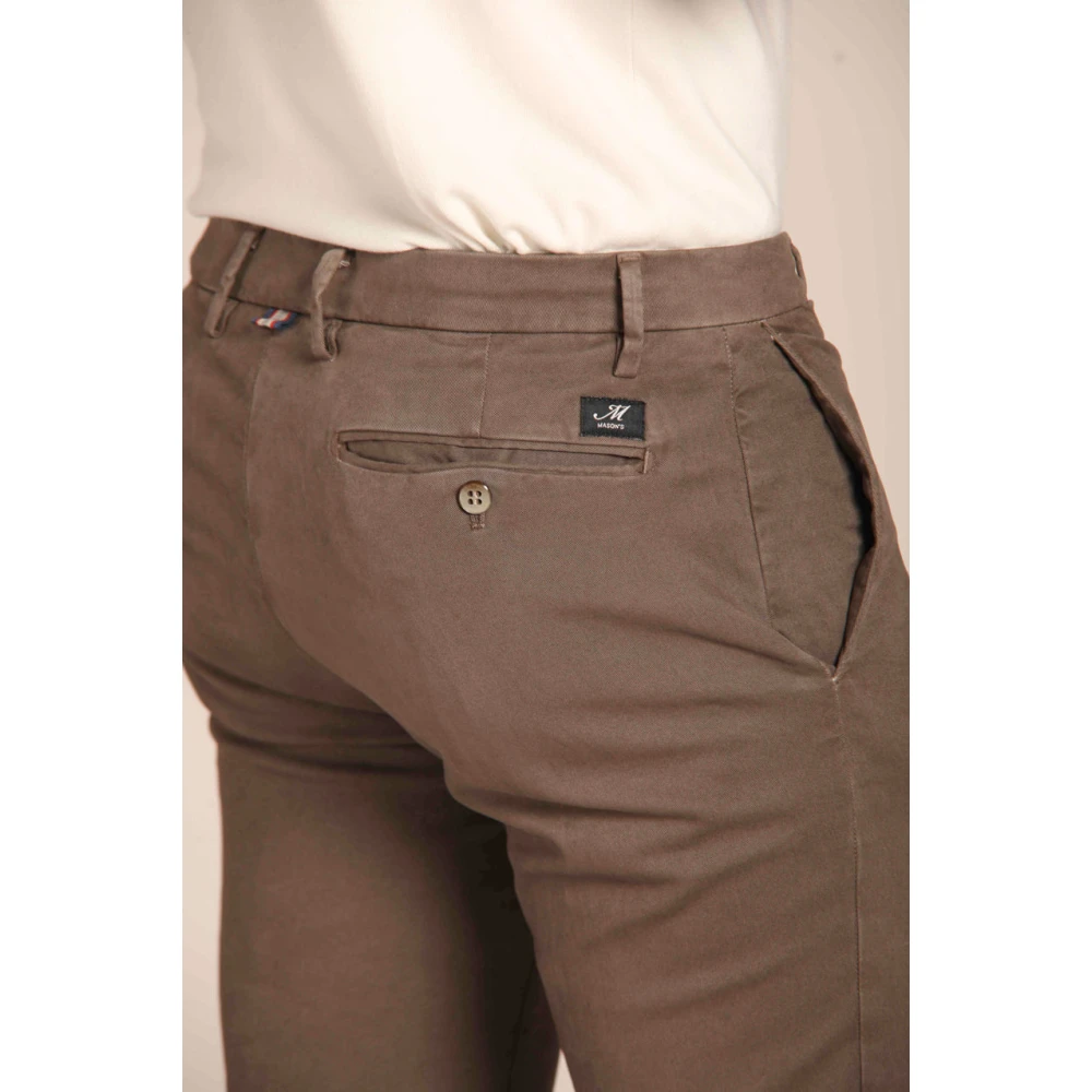 Mason's Gabardine Stretch Chino Broek Regular Fit Brown Heren