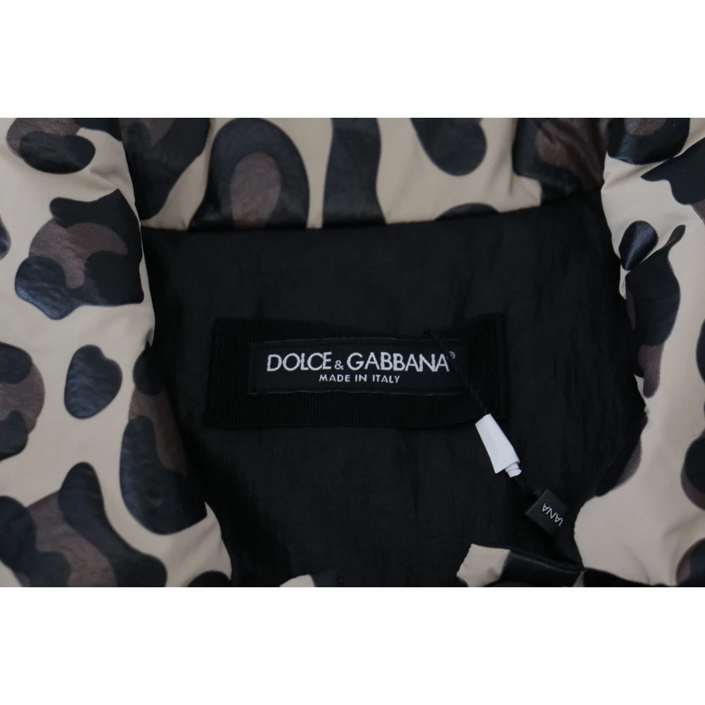 Dolce & Gabbana Parka Jas met Luipaardprint en Borsttas Multicolor Heren