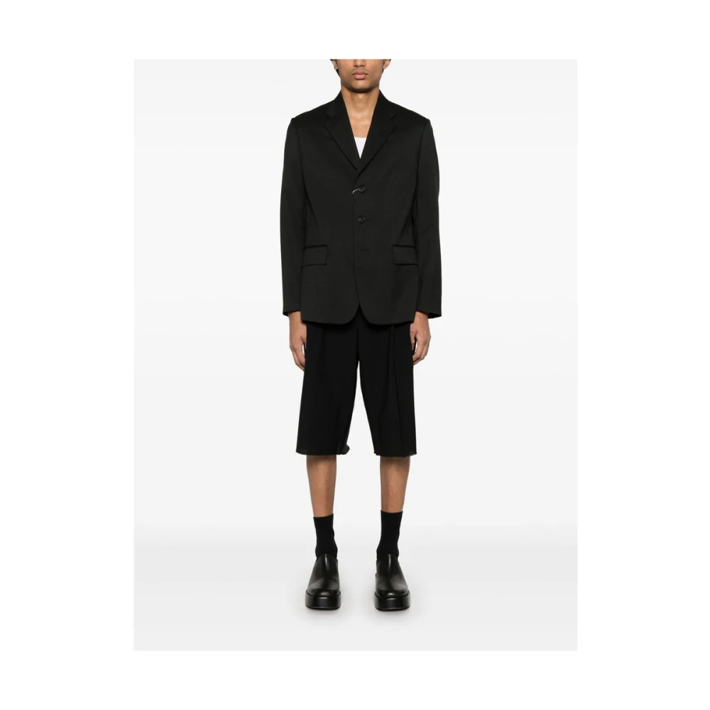 MM6 Maison Margiela Zwarte broek met knoopsluiting aan de voorkant Black Heren