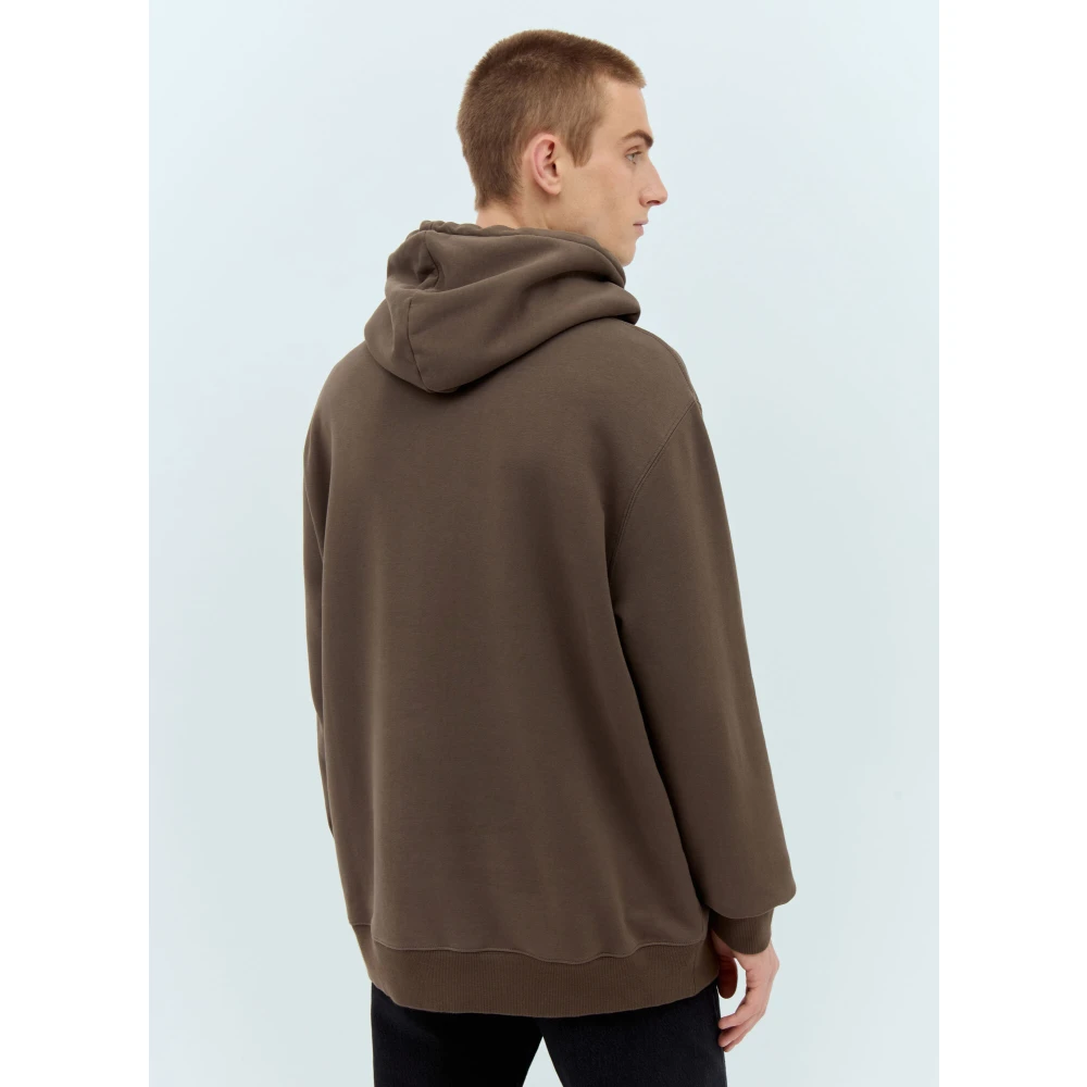 Lanvin Katoenen Fleece Hoodie Brown Heren