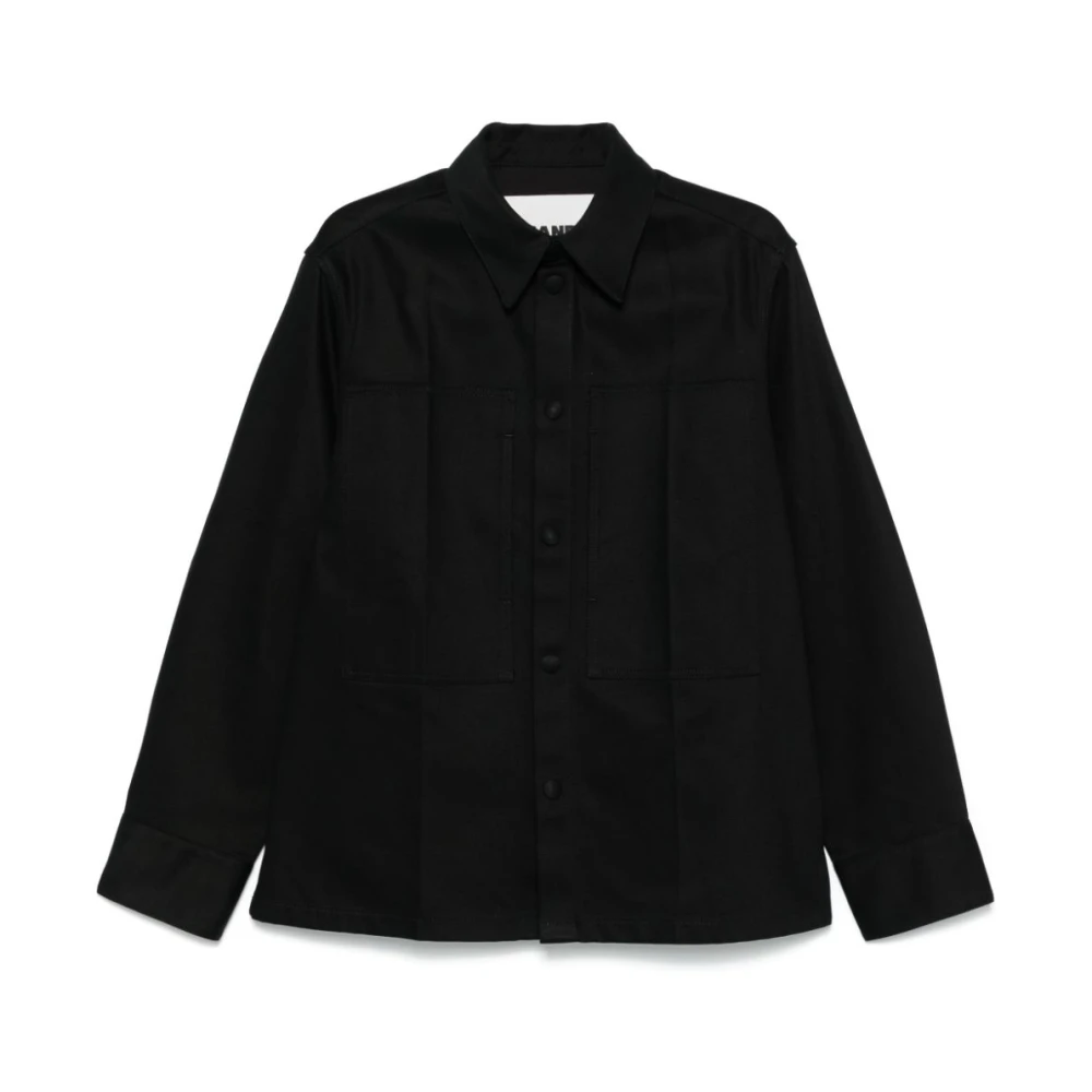 Jil Sander Zwarte Denim Overhemd Klassieke Kraag Black Heren