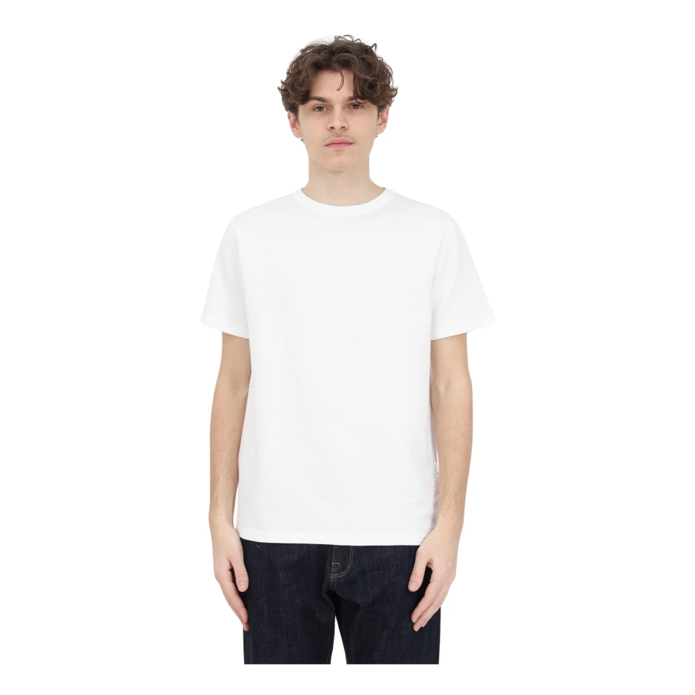 Selected Homme Witte Seersucker T-shirt voor Heren White Heren
