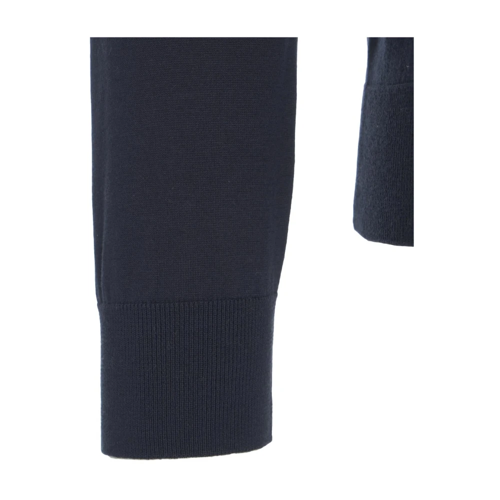 Paolo Pecora Blauwe Gebreide Trui Pullover Klassieke Ronde Hals Blue Heren