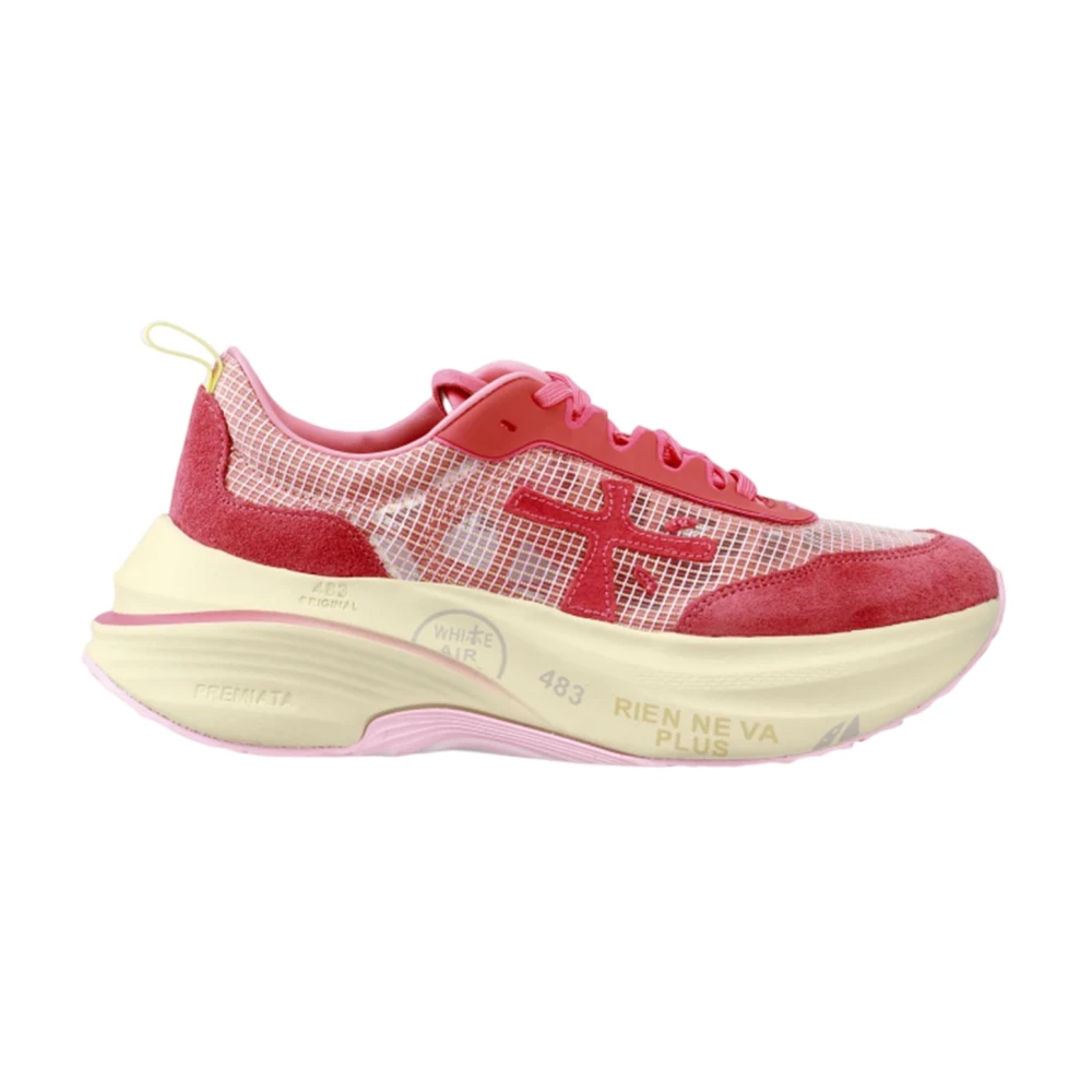 Premiata Fuchsia Logo Sneakers Verhoogde Zool Dames Schoenen Roze