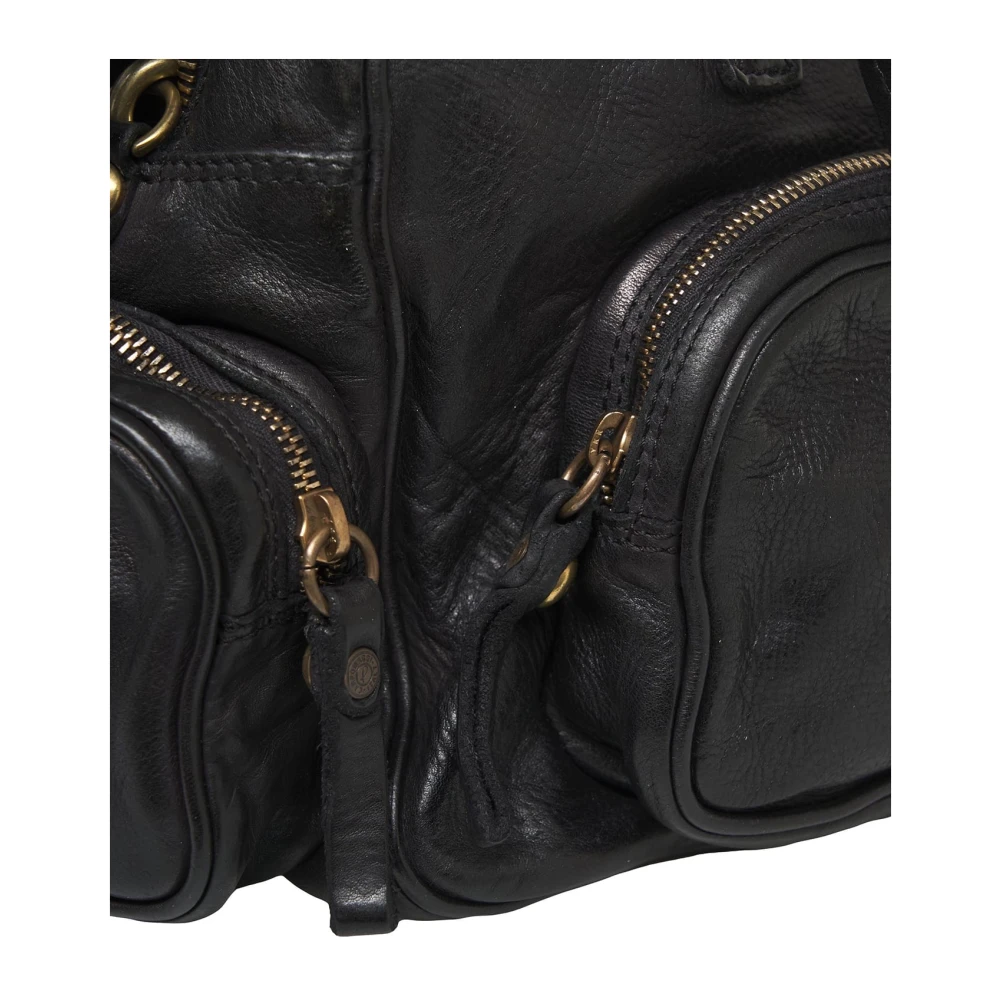 Campomaggi Zwarte Leren Duffeltas Black Dames