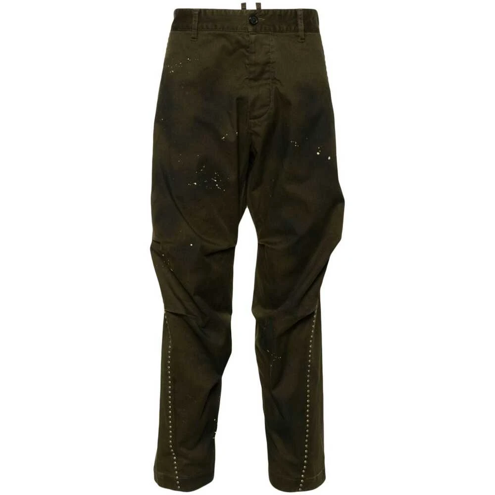 Dsquared2 Olijfgroene Verfspatbroek Green Heren