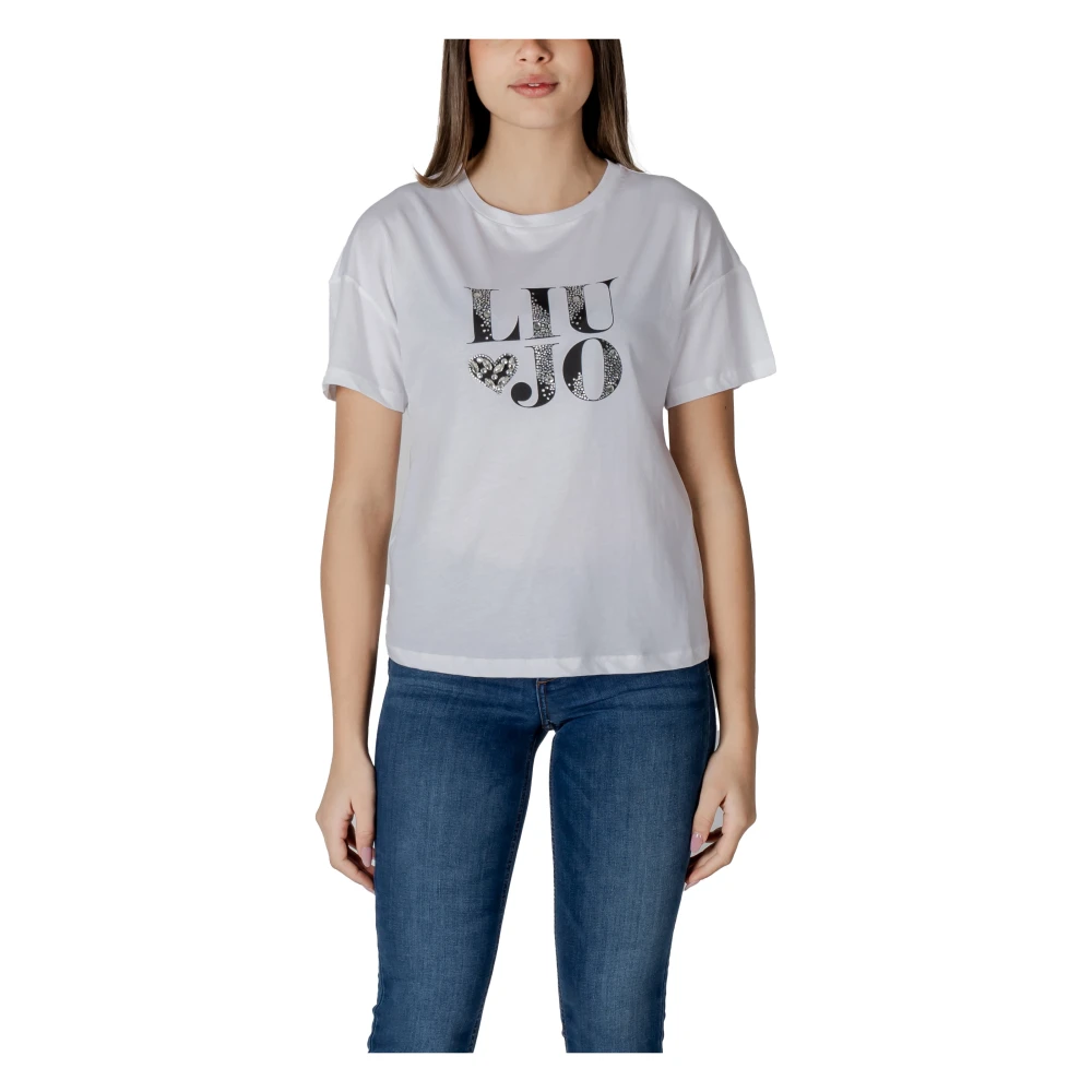Liu Jo Katoenen T-shirt met korte mouwen voor vrouwen White Dames