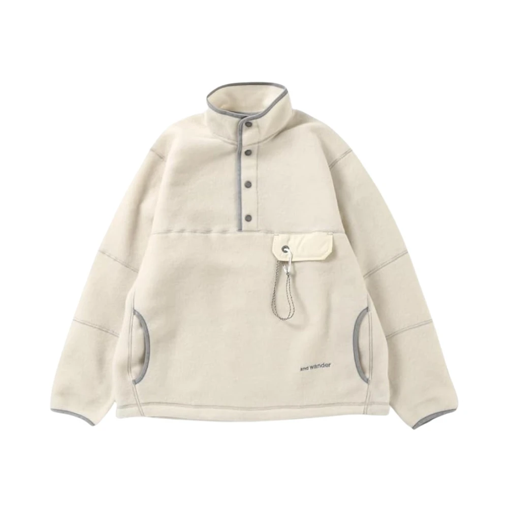 And Wander Fleece trui met drukknoopsluiting White Heren