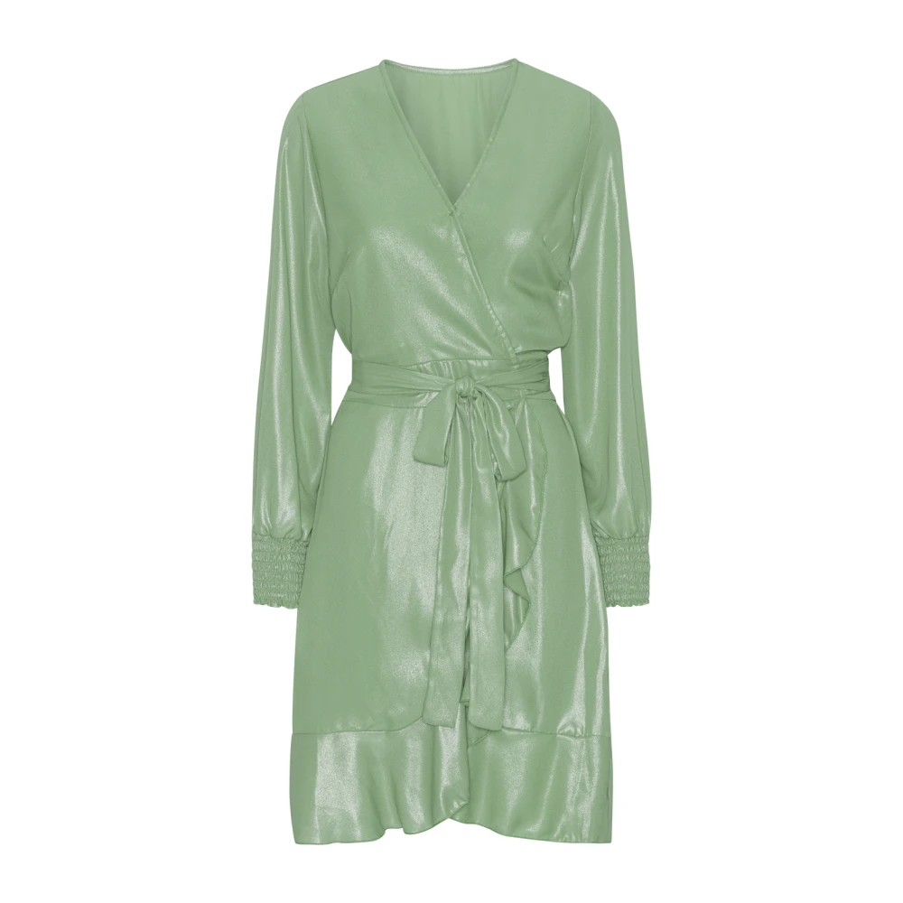 American Dreams Glitter Wrap Jurk met Ruche Zoom Green Dames