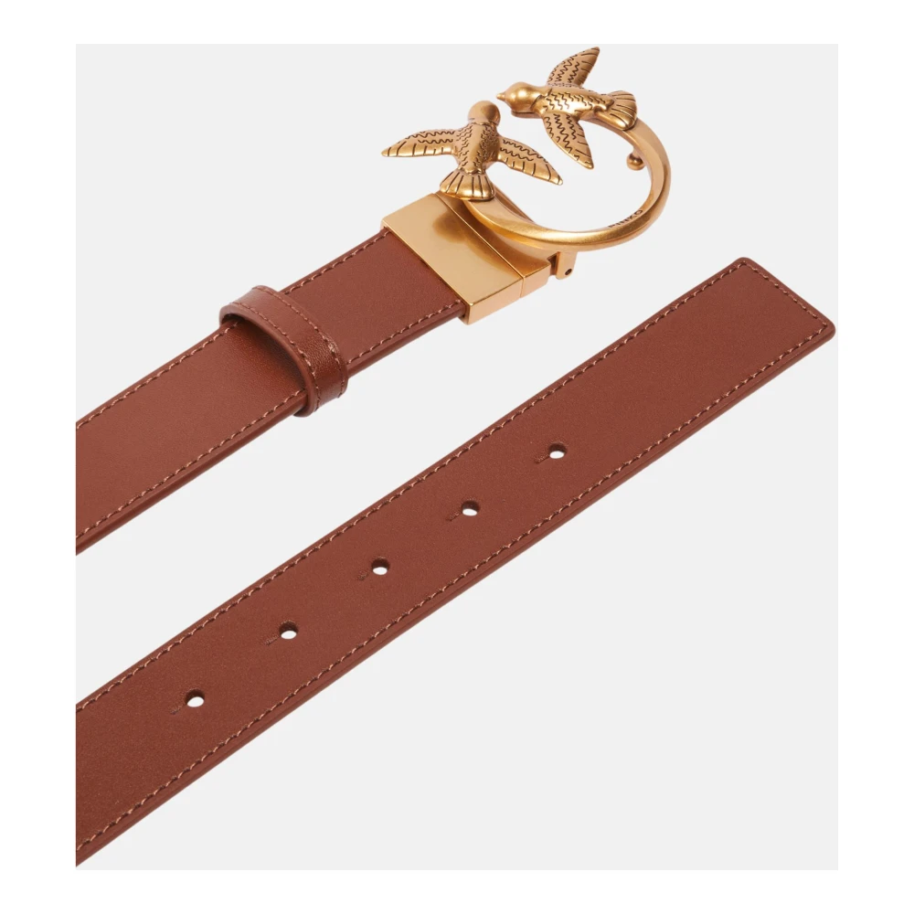 pinko Love Berry Monogram Debossed Riem Brown Unisex