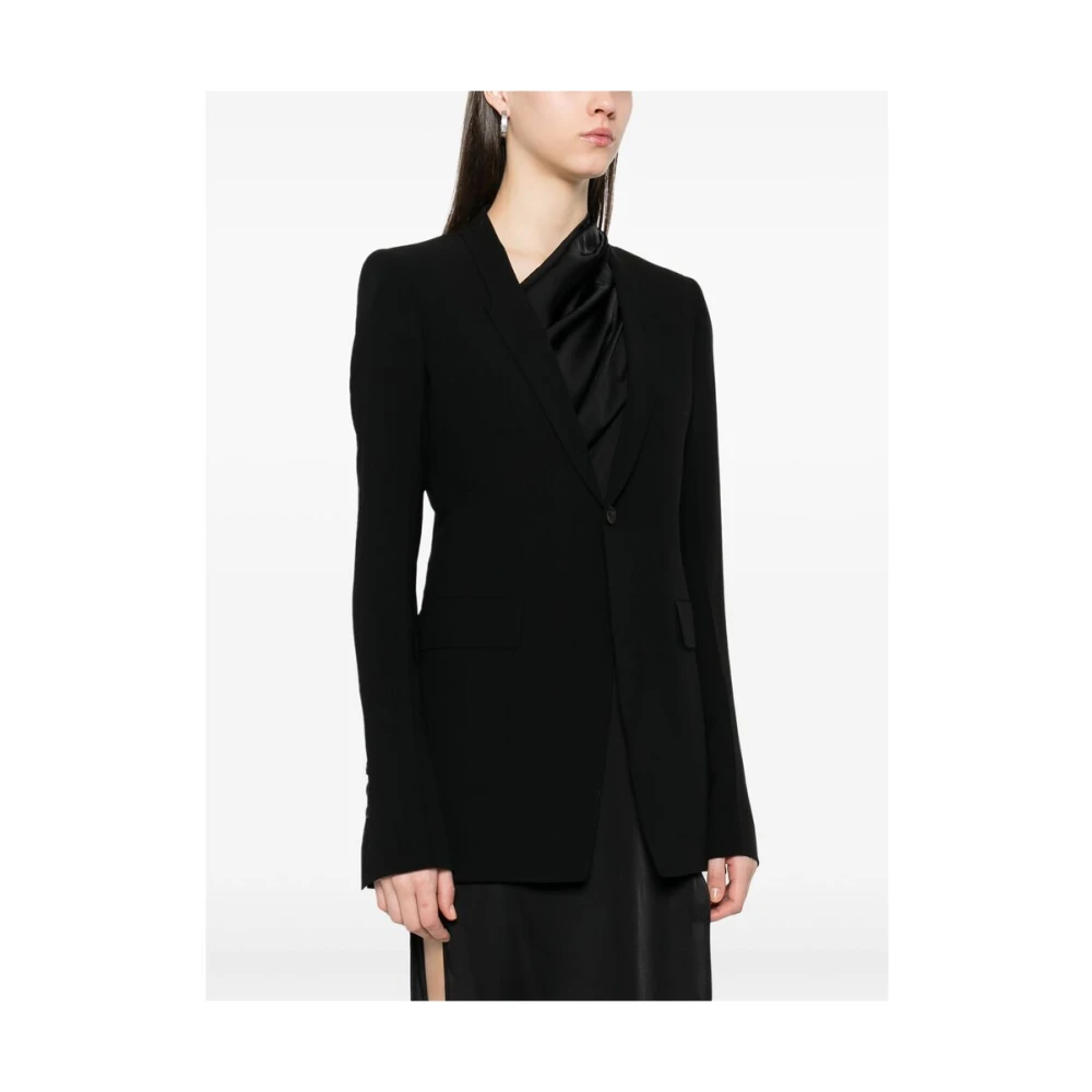 Rick Owens Zwarte Jas met Knopen en Klepzakken Black Dames