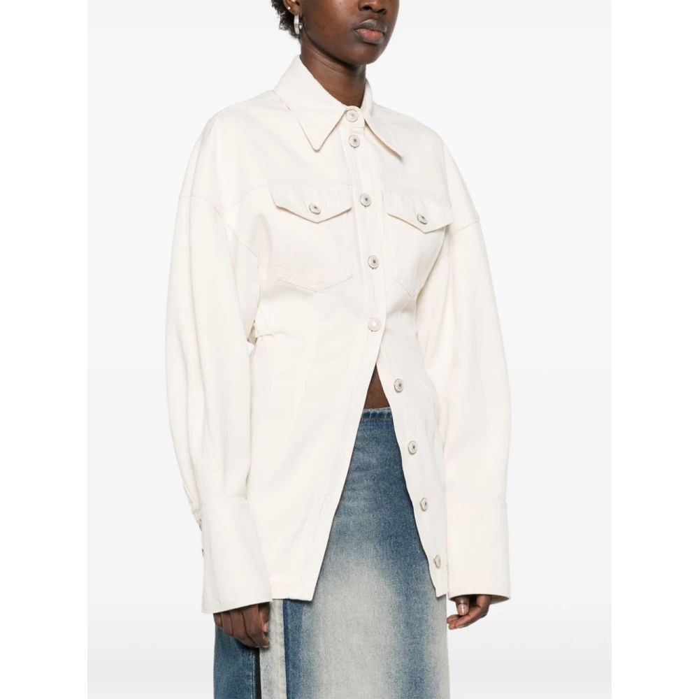 SPORTMAX Beige Geknoopte Jas met Dart Detailering Beige Dames