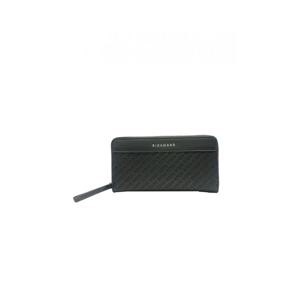 John Richmond Zwarte damesportemonnee met logodetails Black Dames