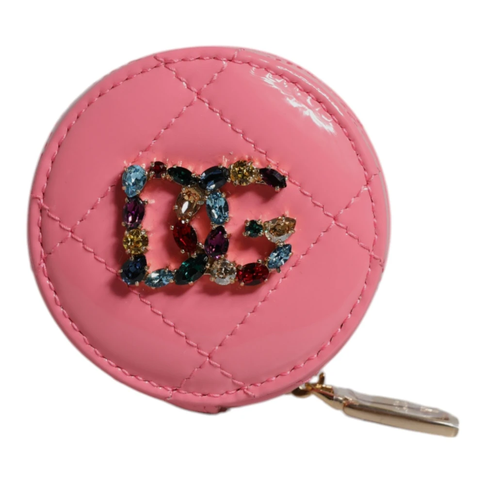 Dolce & Gabbana Women's Pink Lamb Leather Crystal Coin Purse