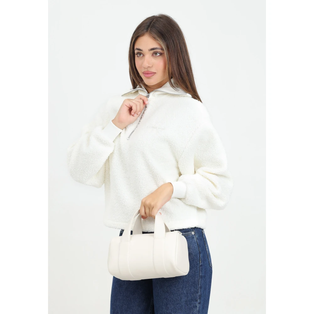 Calvin Klein Jeans Witte Sherpa Half-Zip Sweater White Dames