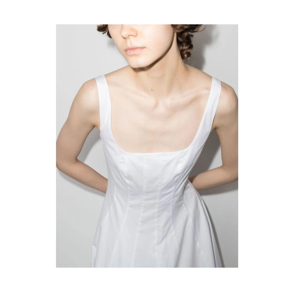 Staud Witte Katoenen Mouwloze Scoop Neck Jurk White Dames