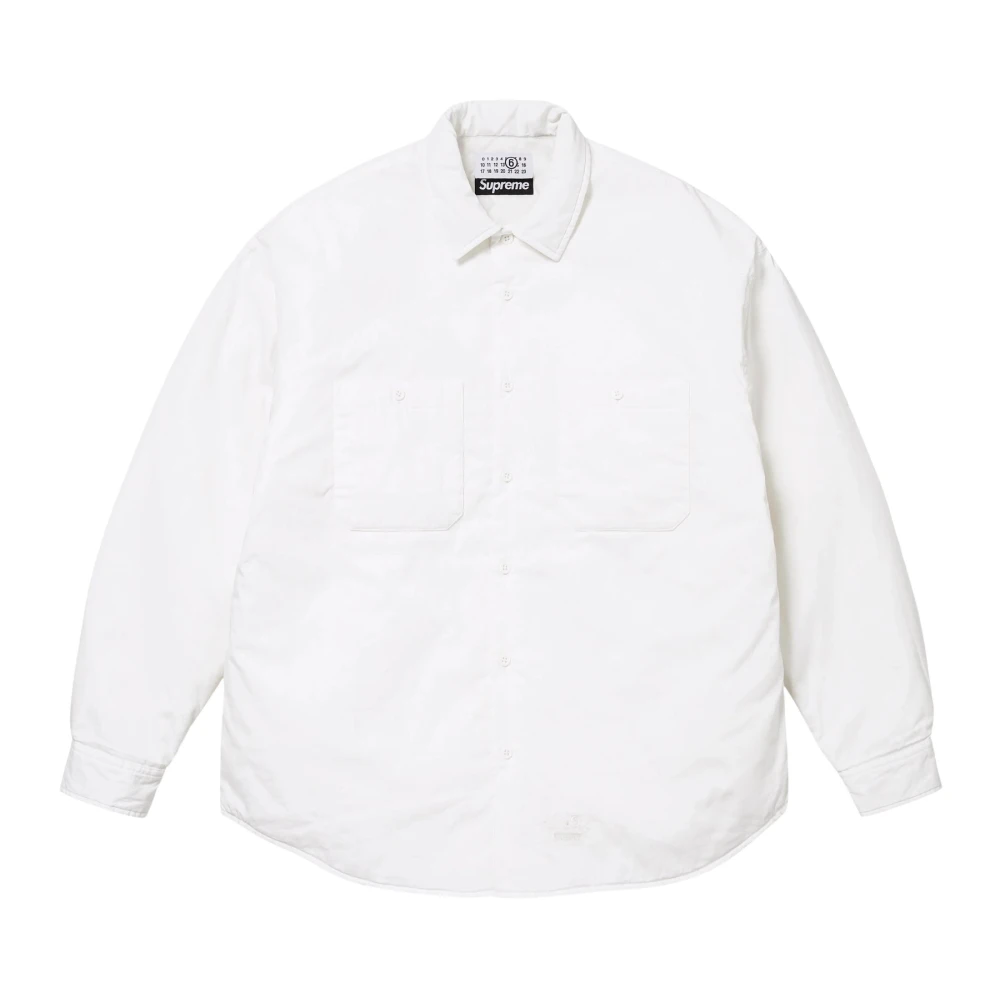 Supreme Beperkte Oplage Gewatteerd Shirt Witte Jas White Heren